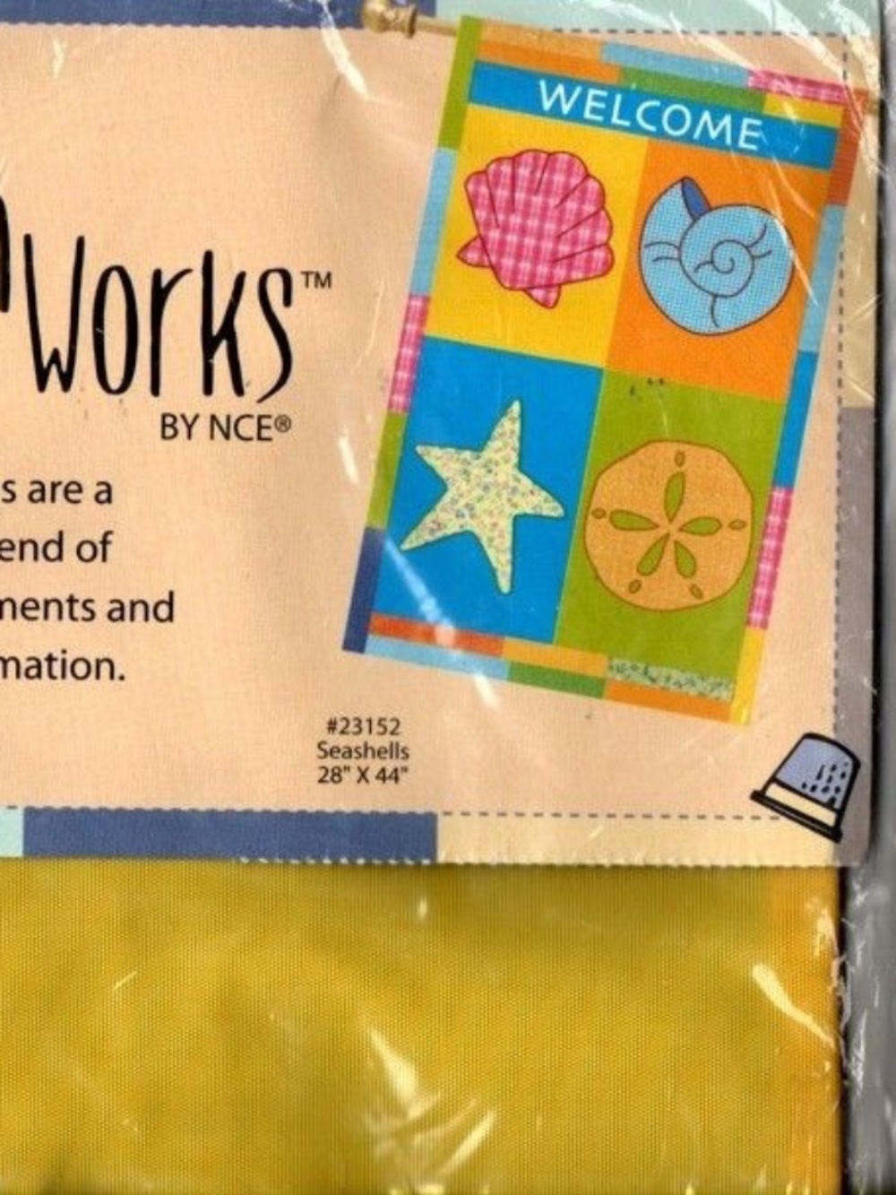 Garden Flag Stitchworks Quilt Patchwork Seashells Ocean Beach Large House NEW